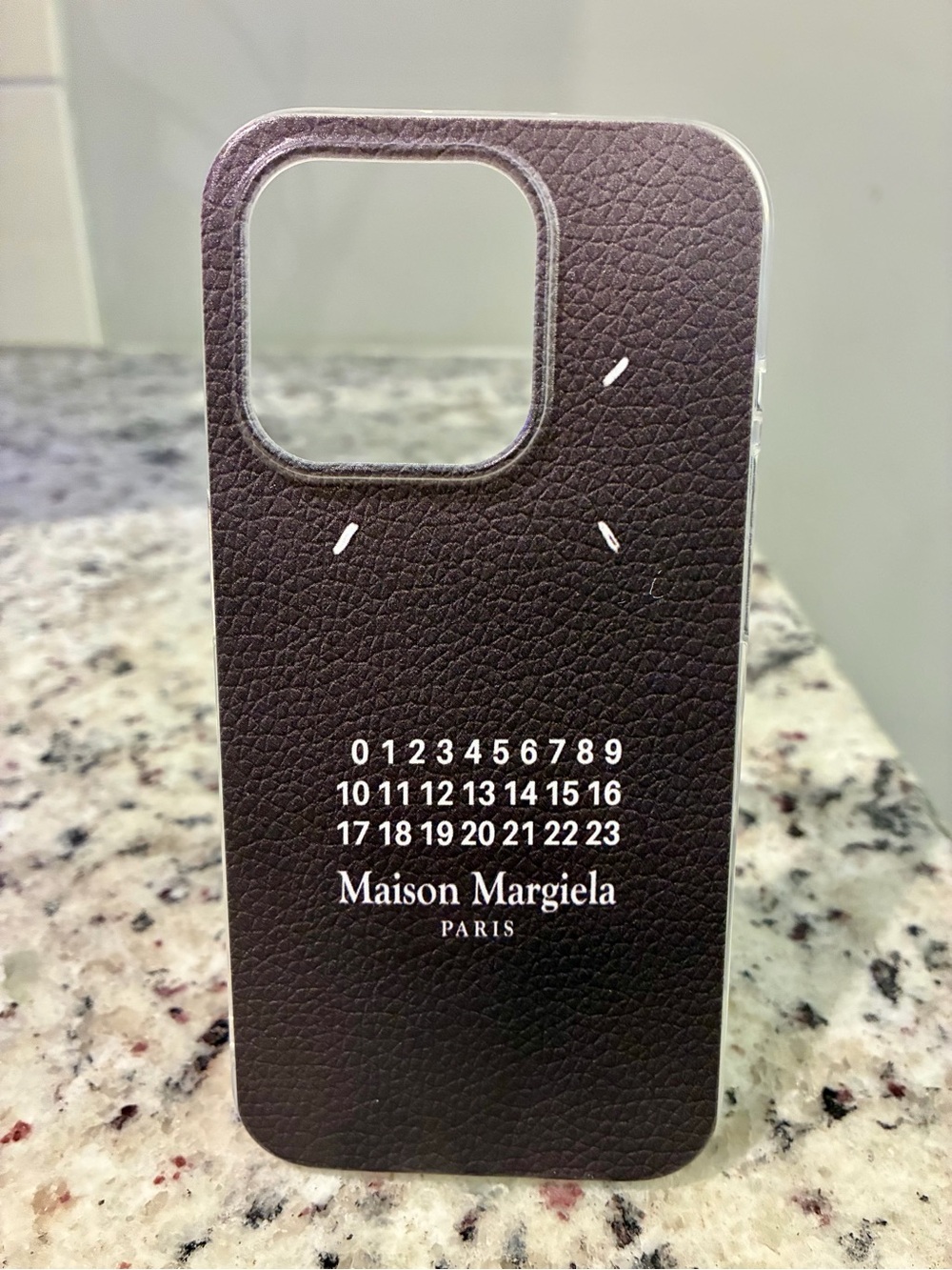 Maison Margiela Black Textured Leather-Effect Phone 15 Pro Max Case